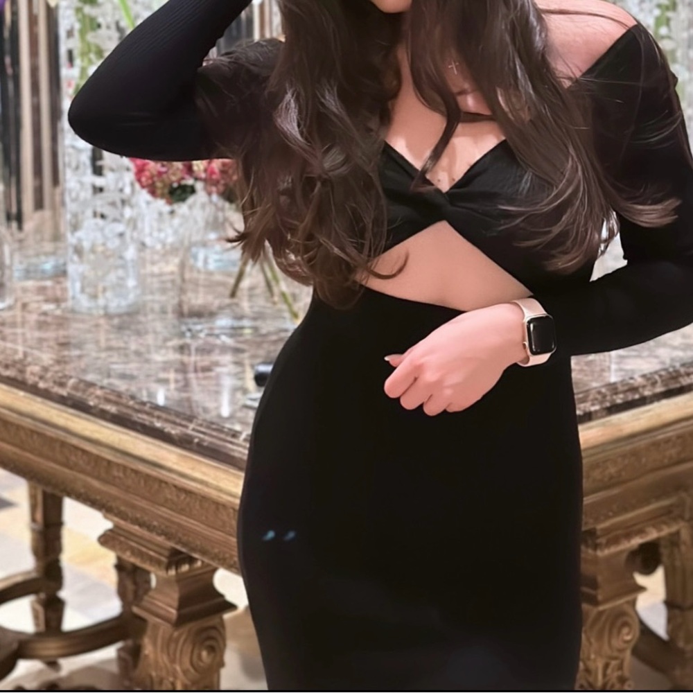Elegant Black Cut-Out Dress
